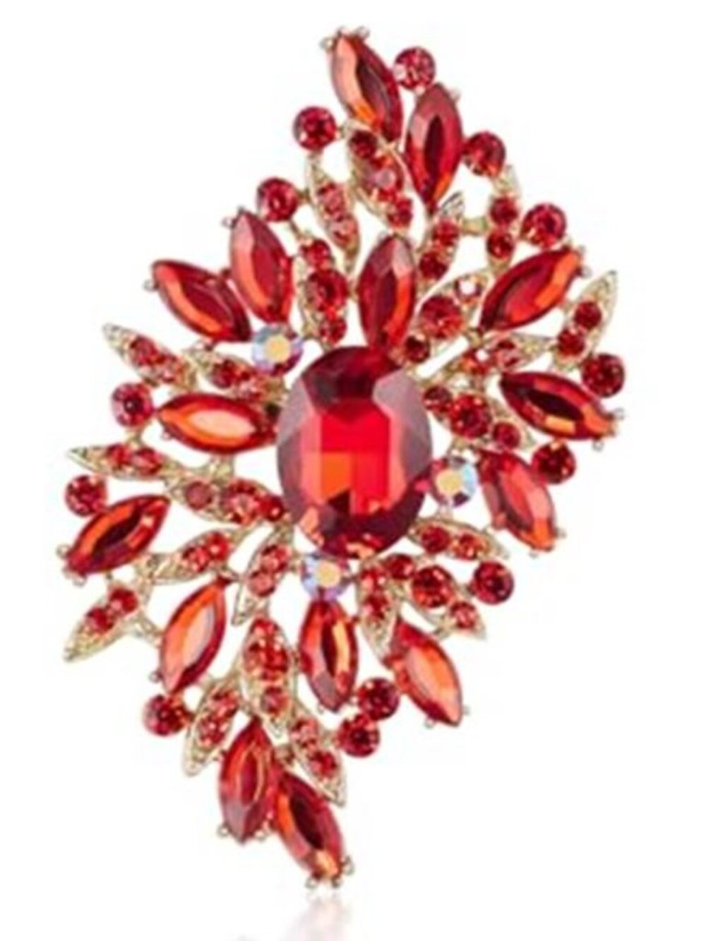 Vintage Austrian Crystal Rhinestone Big Brooch Pin Large Flower Shape